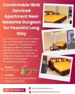 Peaceful 1BHK Serviced Apartment Near Medanta Gurgaon for Long-Term Comfort