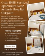 Spacious 1BHK Serviced Apartment Close to Artemis Hospital Gurgaon