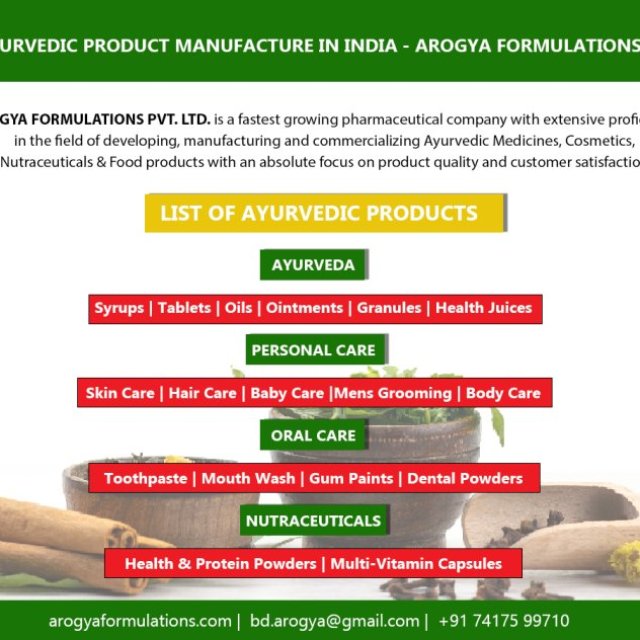 Ayurvedic Product Manufactures in India | Arogya Formulations